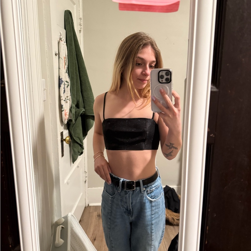 princess polly black sparkly crop top